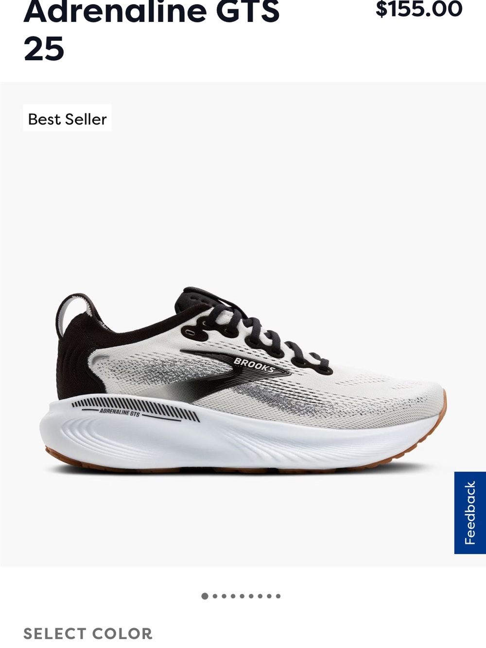 Brooks White & Black Adrenaline Running Shoe